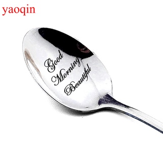 YAOQIN 2021 Valentines Day Gift Anniversary Gift for Boyfriend Stainless Steel Spoon Good Morning Handsome Beautiful Girlfriend Present