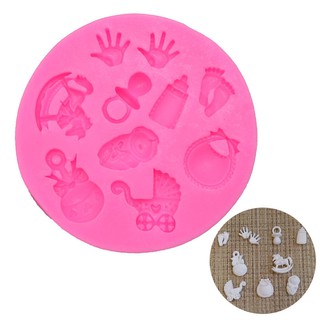 Baby Shower Cake Silicone Mold Party Stroller Hand Foot
