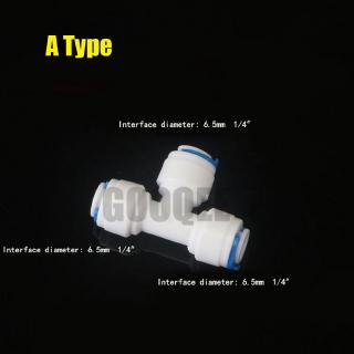 Reverse Osmosis Aquarium Quick Fitting 1/4" 3/8" OD Hose Equal Connection Tee RO Water Plastic Pipe Coupling Connector