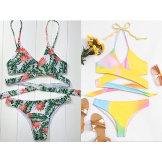 【M&M】#213 Tie-Dye Top With Low Rise Bikini Two Pieces Sexy Bikini Push up Swimsuit#458/#50 (1)