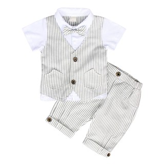 Baby Boys Gentleman Formal Outfits Suits Bow Ties Shirts Vest Pants Toddler Wedding Clothes Sets