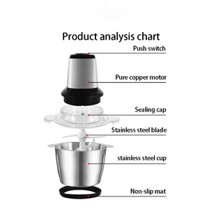 Meat grinder vegetable grinder electric meat grinder large mixer 2L household cooking machine 250W (9)