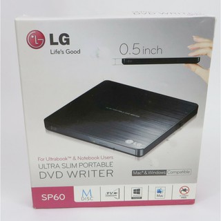Bnew in Box LG Ultra Slim Portable DVD Writer SP60 Mac Windows Compatible