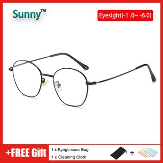Graded Eyeglasses with Grade -50/100/150/200/250/300/350/400/450/500/550/600 for Women Men Nearsighted Fashion Metal Glasses Frame