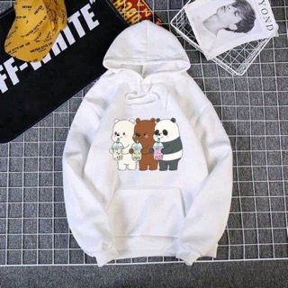 NEW DESIGN WE BARE BEAR HOODIE JACKET ALL WHITE HIGH QUALITY COTTON