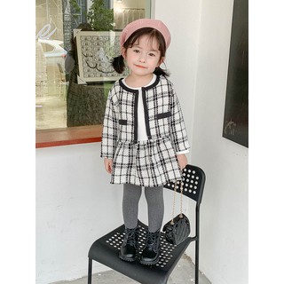 Female Baby 0-3 Years Old Doll Korean Small Fragrance Suit & Autumn Girl Infant Two-Piece Fashion Dress Can