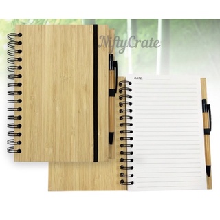 Notebooks & Papers○❁┋Bamboo Cover Notebook with ballpen/Office-Student Use/Eco-Friendly