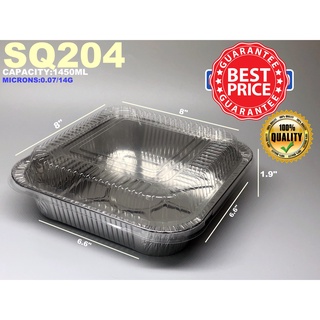 100pcs SQ204 8x8x2 Aluminum Square Pan with Plastic Lid Included