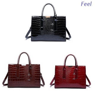 Feel PU Leather Shoulder Bags for Women Crocodile Pattern Crossbody Top-handle Handbags Messenger Bag with Adjustable Strap