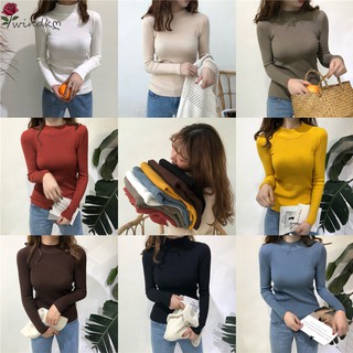 Windk-8 Colors Women's Fashion Summer Casual Solid Color Thin Basic Long-Sleeve Sweater