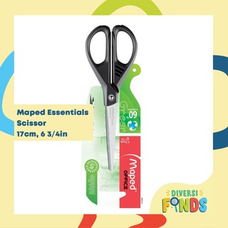 Maped Essentials Scissors 17cm (6 3/4") or 21cm (8 1/4") - Stainless Steel Blade, Plastic Handle
