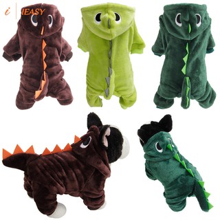 Pet Outfit Dinosaur Costume with Hood for Small Dogs Cats Jumpsuit Winter Coat Warm Clothes