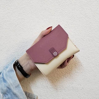 ins new Korean version of the square small wallet women short folding simple fashion ladies card bag mini coin purse 30% off