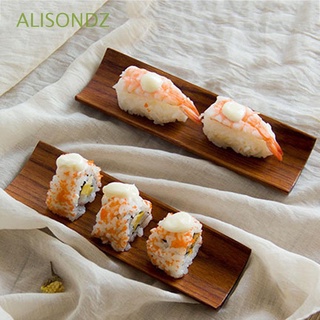 ALISONDZ Multi-purpose Sushi Tray Wooden Fruit Plate Napkin Towel Holder Japanese Style Serving Tray Rectangle Dumplings Snack Dessert Tableware