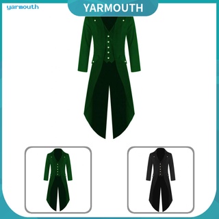 YYR_ Men Solid Color Retro Gothic Button Tailcoat Tuxedo Party Halloween Costume