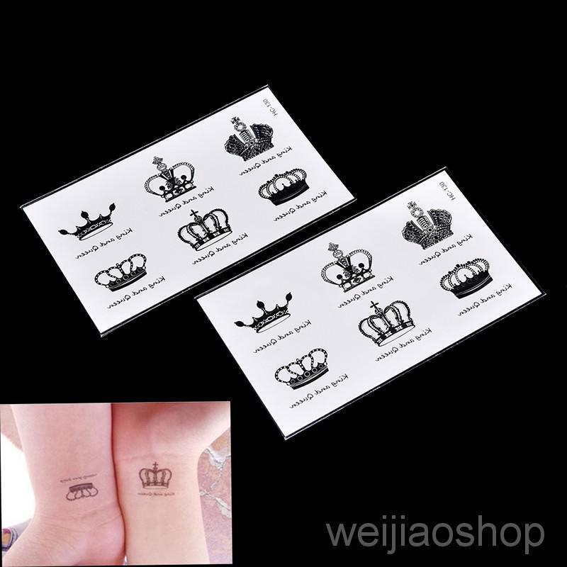 Fake Temporary Tattoo Sticker Disposable Crown Arm Body Waterproof Women Art
