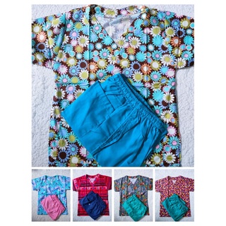 SCRUB SUIT SET PRINTED ALL XS SIZE ONLY(PANTS AND TOP)
