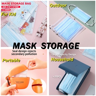 QKASE Portable Disposable Face Masks Container storage box Dustproof Transparent Waterproof mask storage Bags