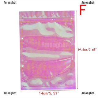 cosmetic bag۩✿Amonghot❦ 100Pcs Iridescent Zip Lock Bags Cosmetic Plastic Holographic Zipper (7)