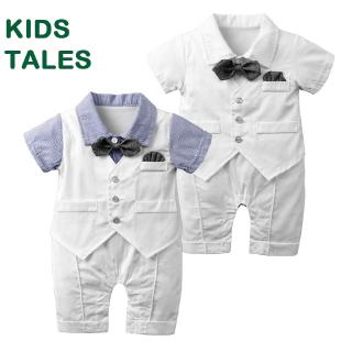 Kids Tales Baby Boys Short Sleeve Gentleman Pajamas Newborn Infant Toddler Zips Romper with Tie
