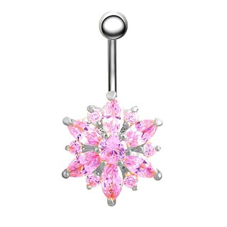 Flower Gem Crystal Rhinestone Body Piercing Jewelry Belly Button Navel Ring Gift (6)