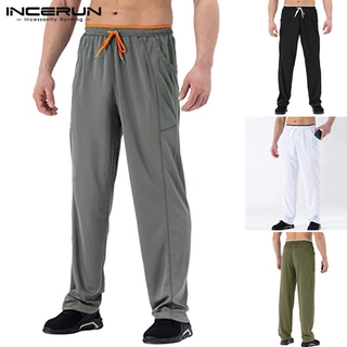 INCERUN Men's Casual Solid Color Drawstring Elastic Waist Loose Sports Pants (5)