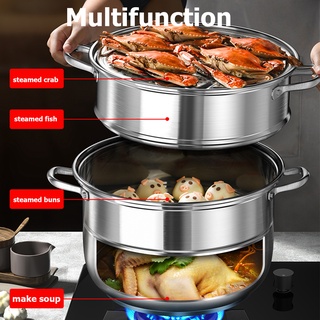 Xi High-quality stainless steel 3-layer steamer multi-function soup pot gas stove cooking utensils (6)
