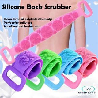 Silicone Back Scrubber Body Cleaning Tools Bath Belt Massage Brush Dual Sided