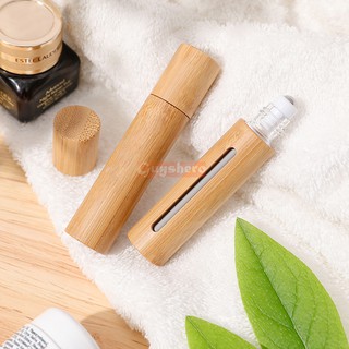 10ml Roll on Bottle Grass Roller Bottlers for Essential Oils Perfume Matte Surface/ Bamboo Case Optional Refillable Cosmetic Container (1)