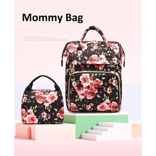 【Ready Stock】Baby Carrier ⊙AUGUR Black Floral Fabric Notebook Backpack Portable Waterproof Mother B (1)
