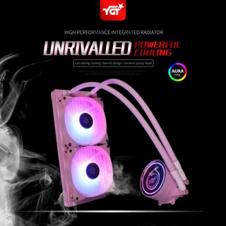 YGT DF-240 Pink CPU Liquid Cooler All-in-one Liquid CPU Cooler with 5v 3PIN Aura Sync RGB (1)