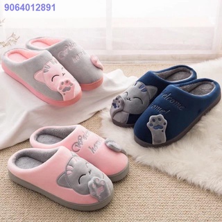 DRDG77.77☒Korean couple cotton slippers cute cat indoor slippers