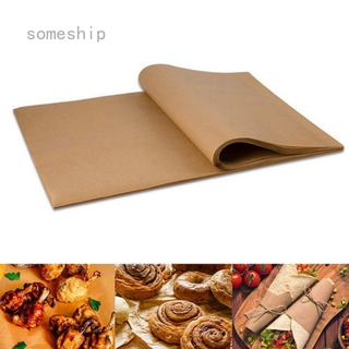 Someship 100 Sheets Precut Parchment Paper for Baking Unbleached Brown Kitchen Baking Paper (1)