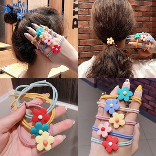 Korean Cute Candy Colors Head Rope Double Layer Bow Flower Hair Ring Women Accessories