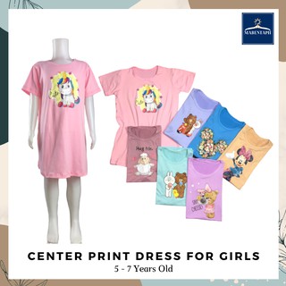 Dress for Kids - Center Print Dress - Girls 5 to 7 Years Old