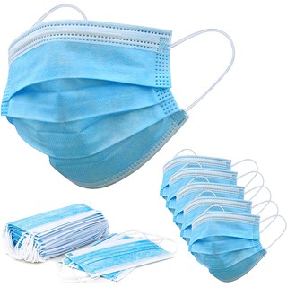 3ply 50pcs Disposable Protective Breathable Blue Face Mask with Box