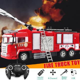 RC Fire Truck Funnel Remote Control Manual Ladder Fire Engine Toy Cars Vehicles