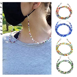 [BERTHA] Colorful Beads Face Mask Strap Lanyard Holder Traceless Mask Chain Necklace For Women