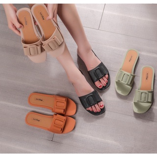 [AMHL]Fashion Korea Women Sandals Summer Concise Solid Color Anti-slip Flat Slippers Sandals