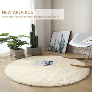[boutique]Fluffy Round Rug Carpet For Living Room Solid Color Thicken Soft Faux Fur Rugs Bedroom Plu