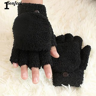 【COD】Women's Coral Fleece Hand Wrist Warmer Winter Fingerless Soft Gloves (7)
