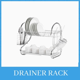 2 Layer Stainless Dish Drainer Rack with Pump soap dispenser