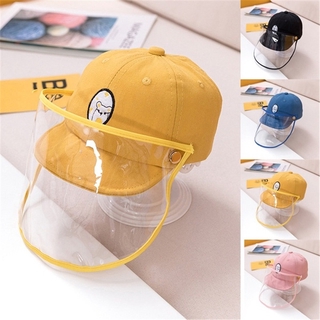Kid's Peaked Cap with Face Shield Cap Anti-saliva Anti-UV Wide Brim Protective Hat (1)