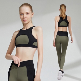 Patchwork Yoga Set Sport Outfits Women 2 Piece Crop Top Bra Leggings Workout Gym suit Fitness Sport Sets