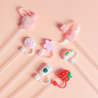 《NO STRAW》Dustproof Silicone Straws Cover Cute Silicone Environmental Protection Straw Plug Cup