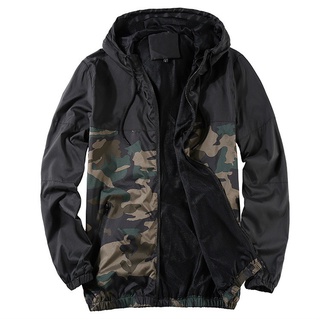 New 2021 Spring Autumn Thin Jacket Men Streetwear Camouflage Patchwork Hooded Coat Sunproof Slim Fit
