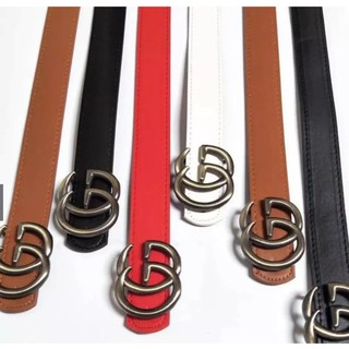 Retro PU Leather GG Waistband Buckle Narrow Thin Waist Letter Buckle PU Leather Belt double G Design