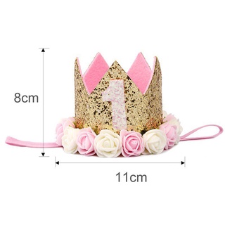 1pcs 1 2 3 Birthday Caps Flower Crown 1st Birthday Hat Newborn Baby Birthday Headband 1 Year Birthday Party Decorations (8)