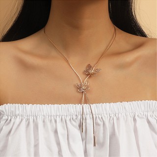 [ZOMI] Fashion Butterfly Multilayer Pendant Necklace Personalized Women Girls Gold Choker Necklaces Jewelry Accessories Party (9)