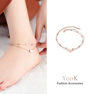 Double Layer Anklet Titanium Steel Rose Gold Bracelet For Women Fashion Accessories Couple Anklet